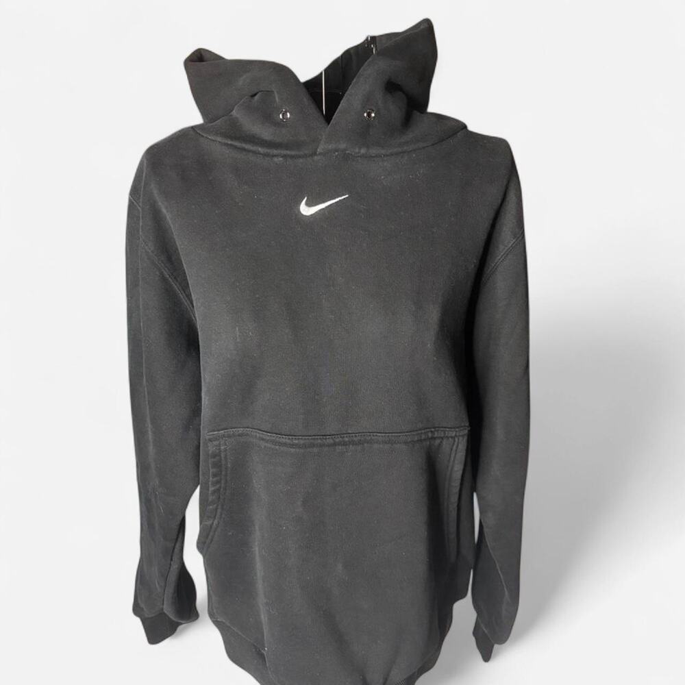 Nike Vintage Y2K Style Black Center Mini Swoosh Hoodie Sweatshirt Medium